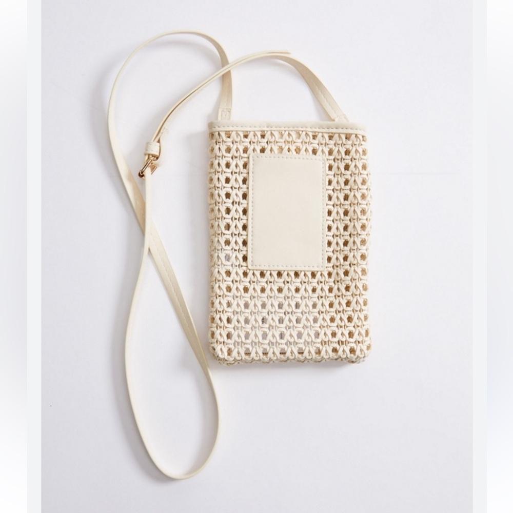 NWT just fab woven purse ivory cream